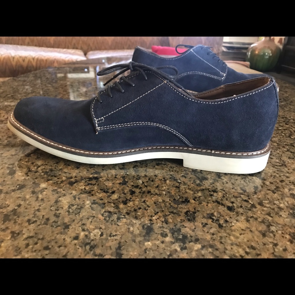 Blue suede oxfords Banana republic.